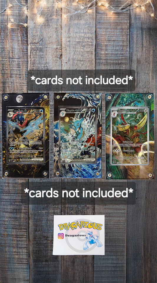 X3 Pokemon Greninja,  Kingdra EX, Kingambit 130 SIR Promo 131 132 SV Shrouded Fable Custom Cases