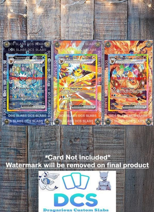 x3 Pokemon Card Jolteon, Vaporeon, Flareon EX SIR 146,149,153 Prismatic Evolutions Custom Cases