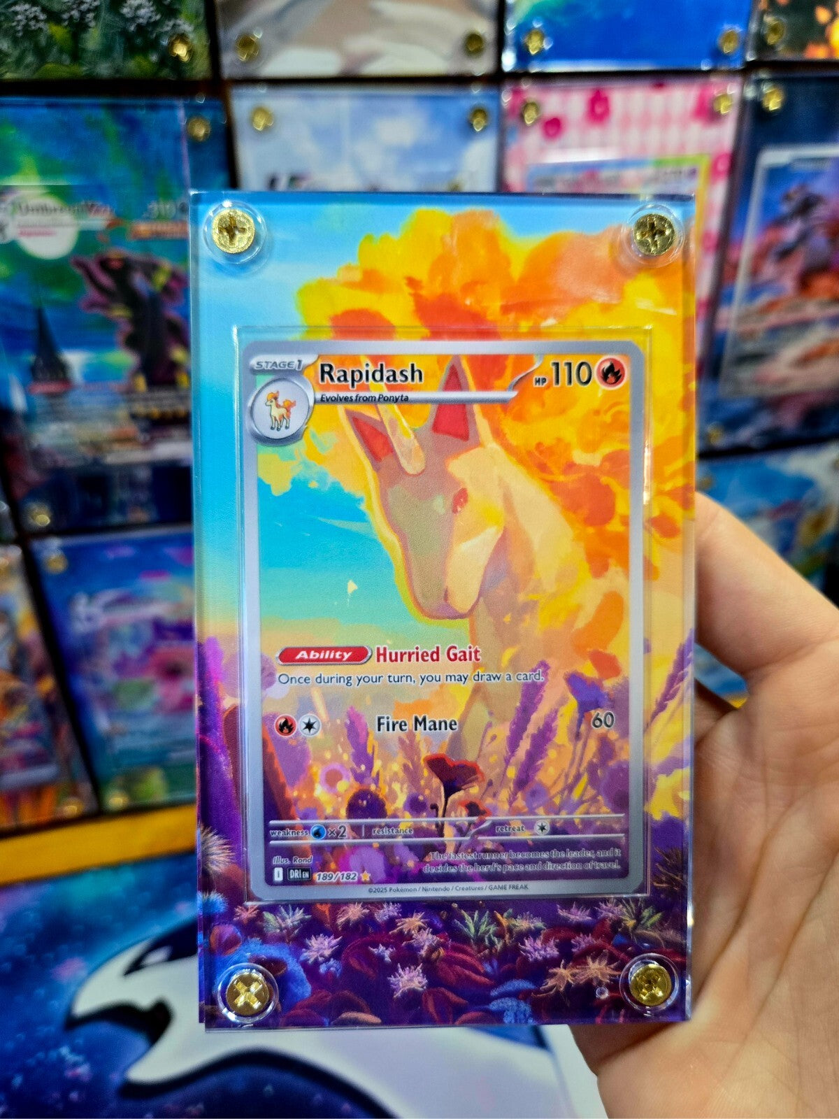 Pokemon Rapidash 189/182 IR Destined Rivals Extended Art Case