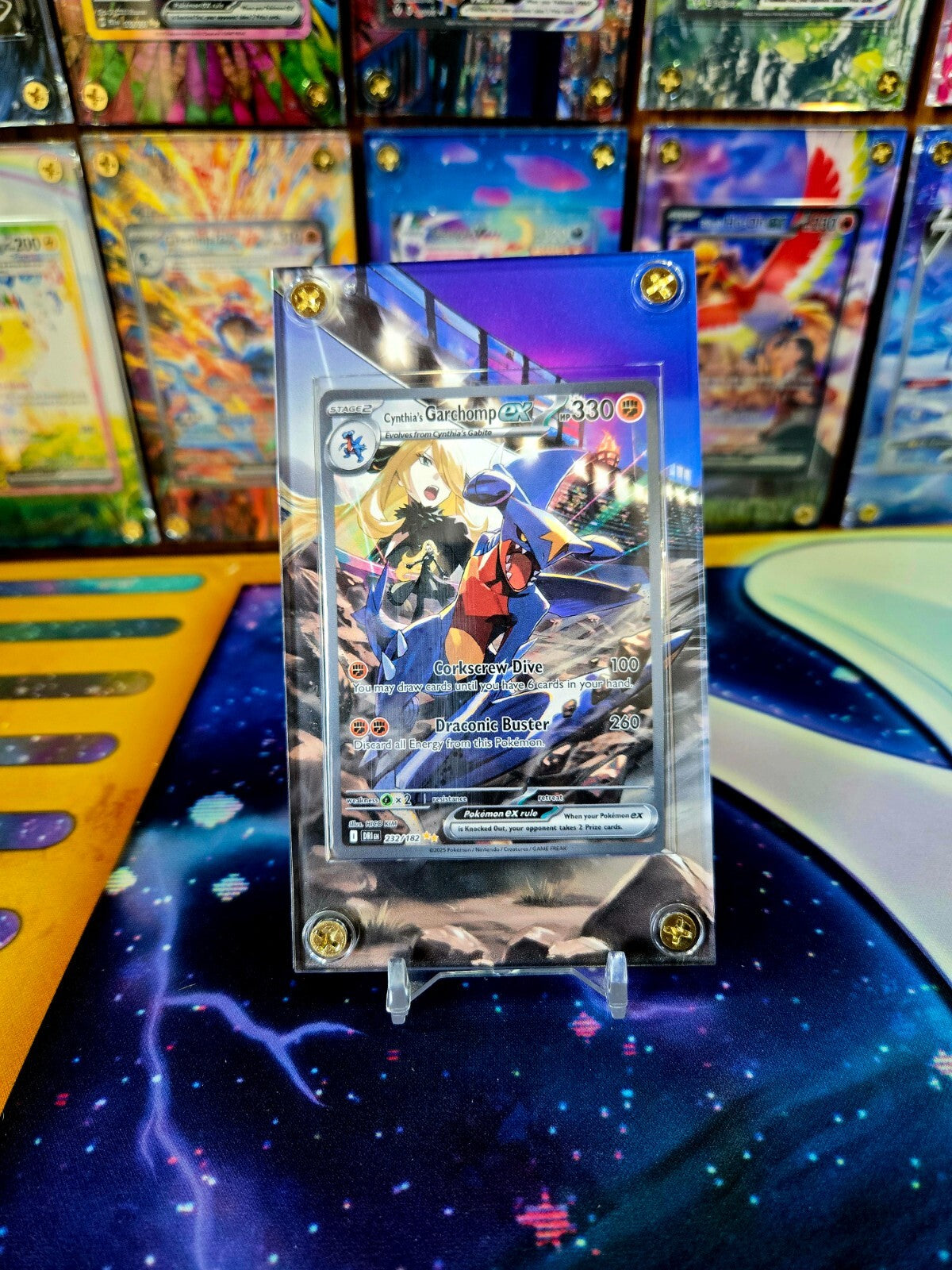 Pokemon Cynthia's Garchomp EX SIR 232/182 Destined Rival Extended Art Case