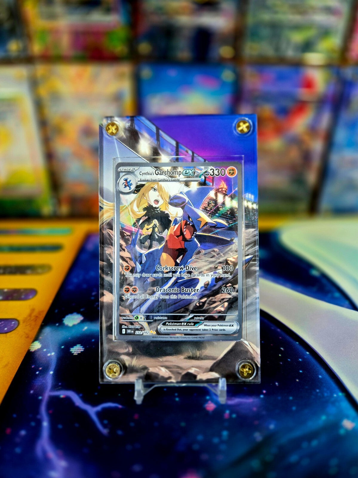 Pokemon Cynthia's Garchomp EX SIR 232/182 Destined Rival Extended Art Case