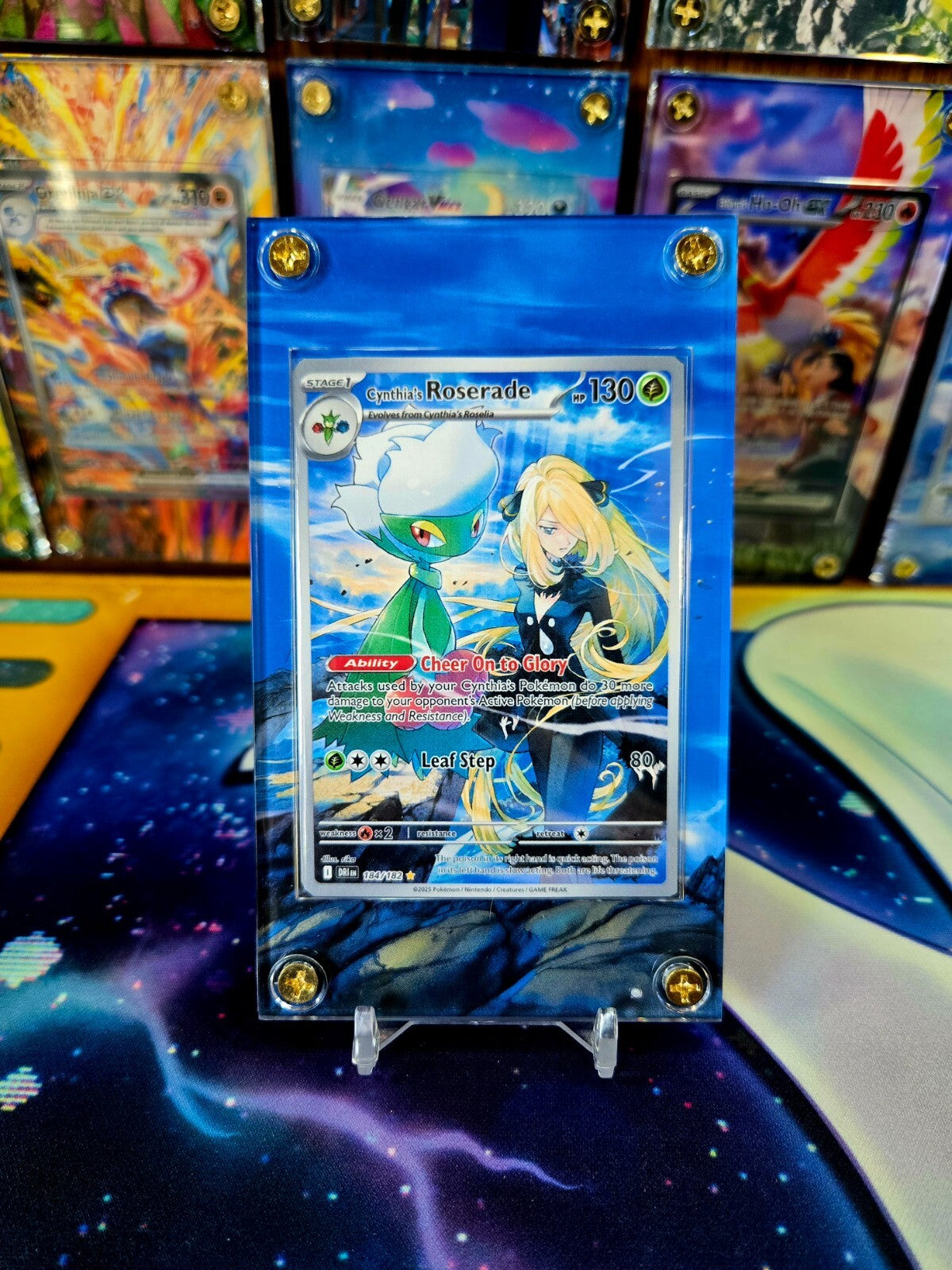 x2 Pokemon Cynthia's Garchomp EX 232 Roserade Destined Rivals Extended Art Case