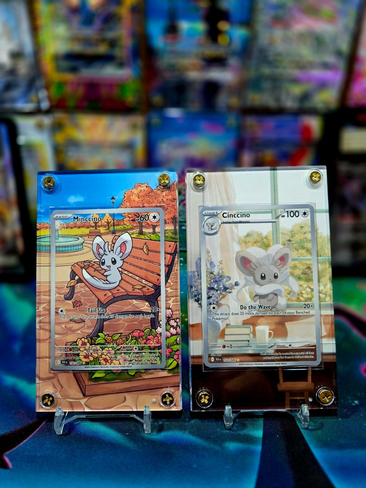x2  Pokemon Minccino Cinccino 152 153/086 IR Black Bolt Extended Art Case
