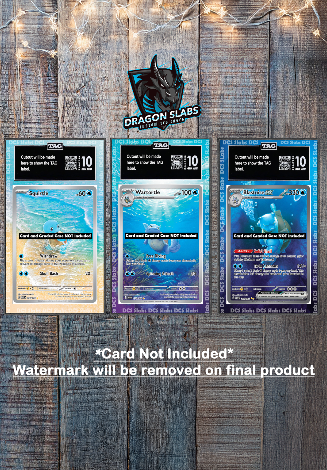 x3 Squirtle Wartortle Blastoise EX Pokemon 151 PSA BGS CGC TAG Extended Art