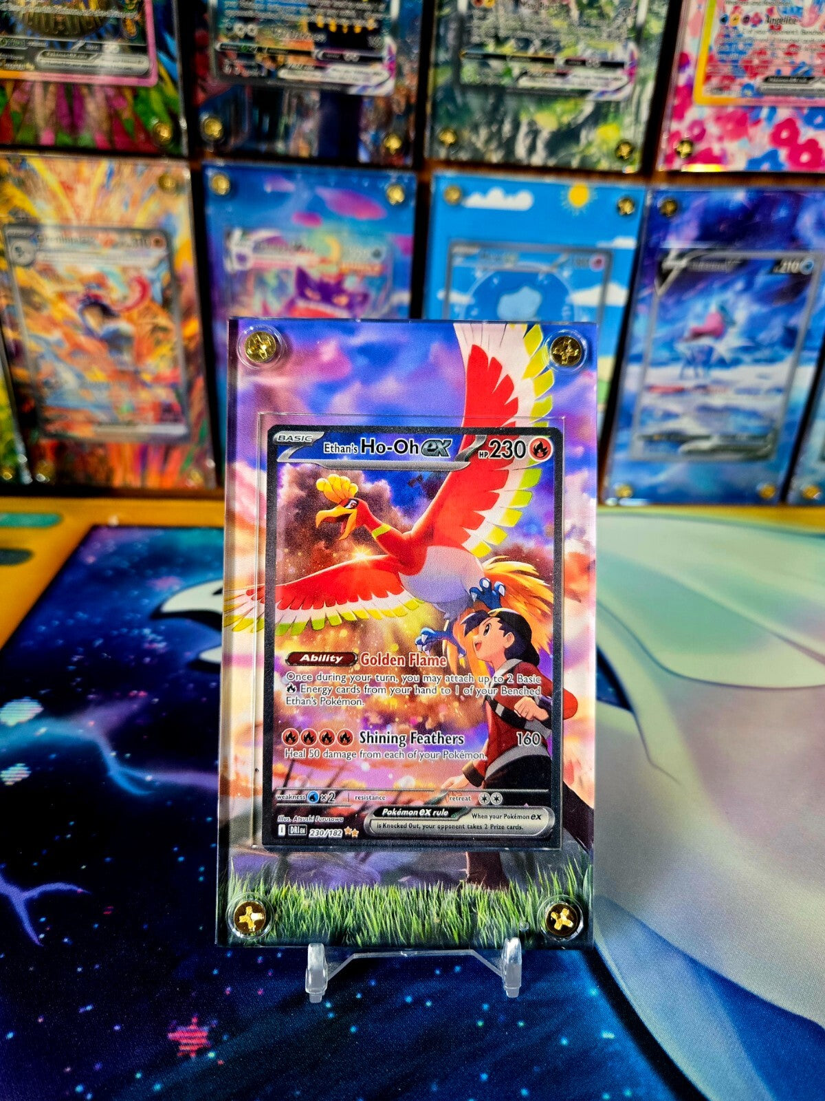 Pokemon Ethan's Ho-Oh ex 230/182 SIR Destined Rivals Extended Art Case