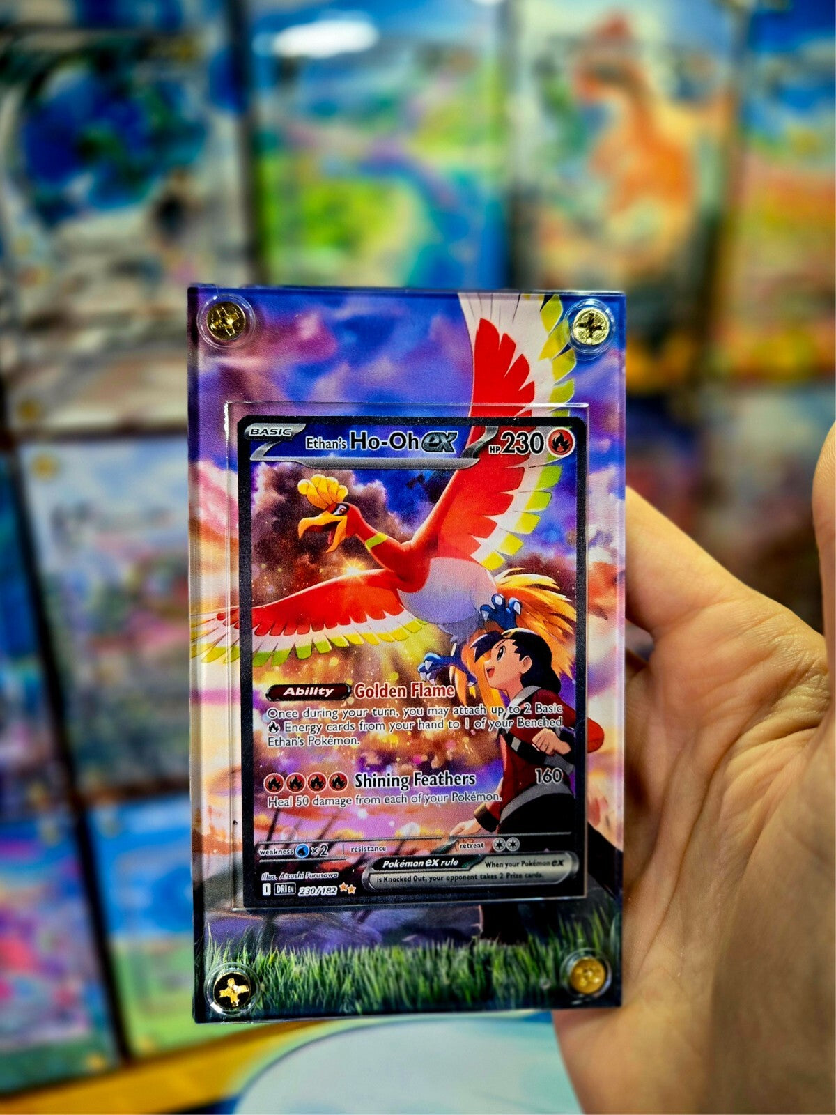 Pokemon Ethan's Ho-Oh ex 230/182 SIR Destined Rivals Extended Art Case