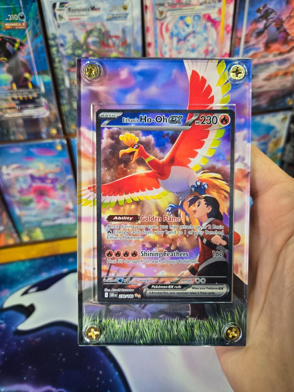 Pokemon Ethan's Ho-Oh ex 230/182 SIR Destined Rivals Extended Art Case