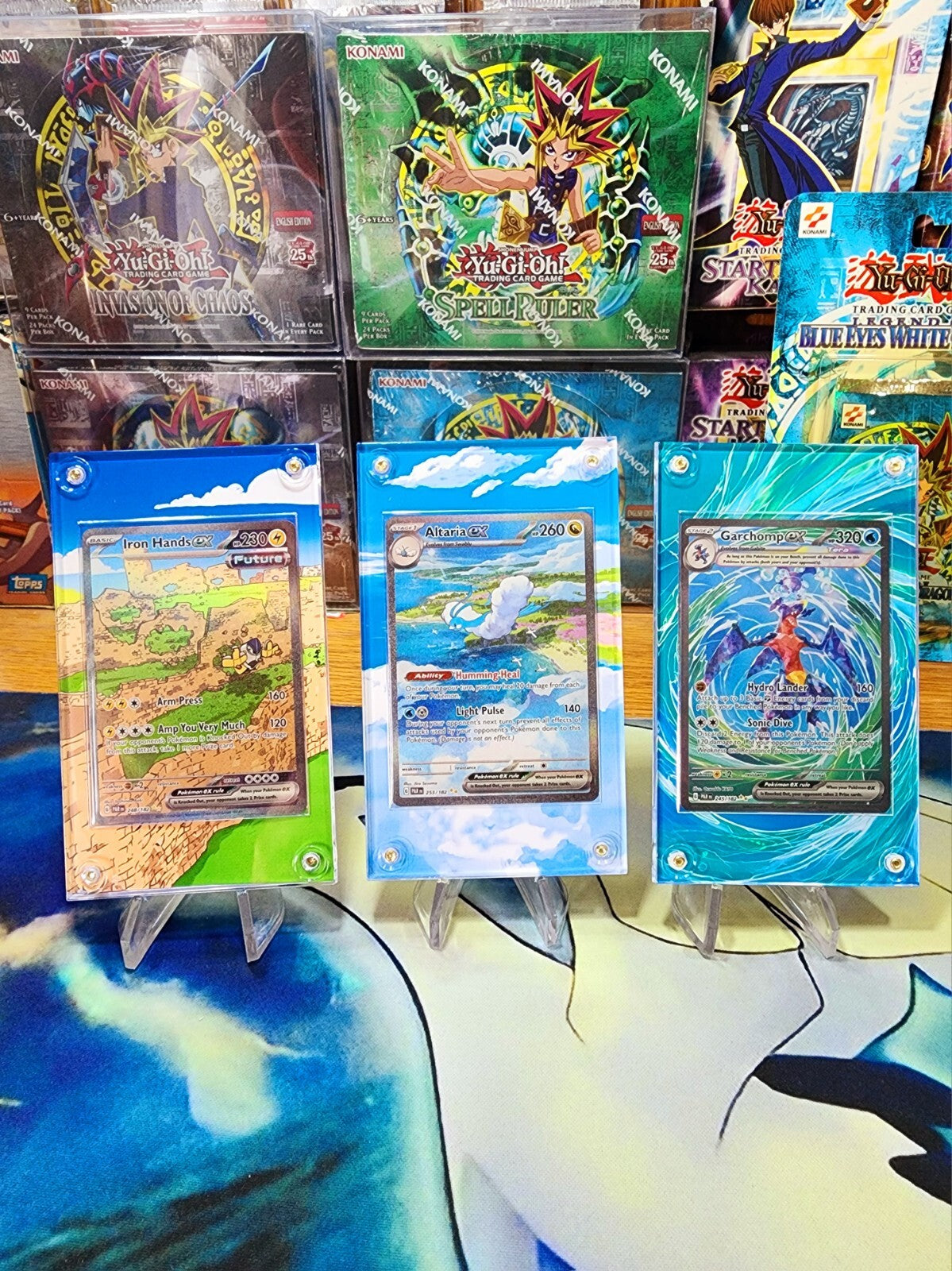 X3 Pokemon Altaria Iron Hands & Garchomp EX SIR SV04 Paradox Rift Custom Case