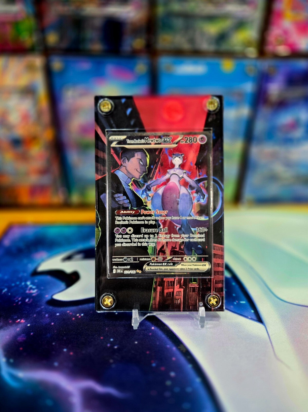 Pokemon Team Rocket's Mewtwo ex SIR 231/182 Destined Rival Extended Art Case