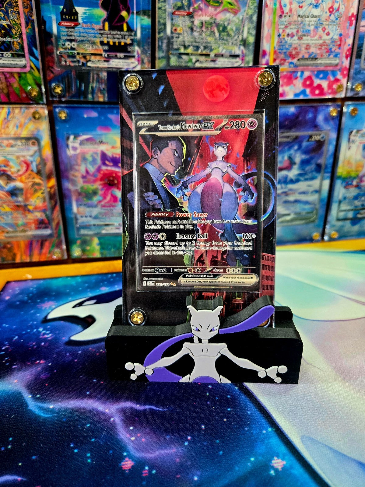 Pokemon Team Rocket's Mewtwo ex SIR 231/182 Destined Rival Extended Art Case