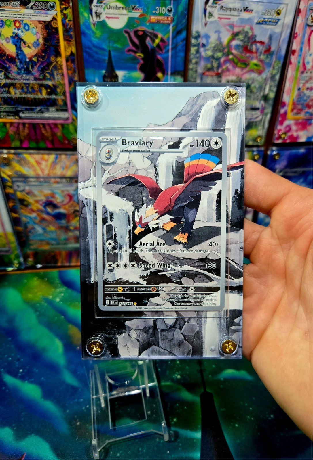 Pokemon Braviary 155/086 IR Black Bolt Extended Art Case