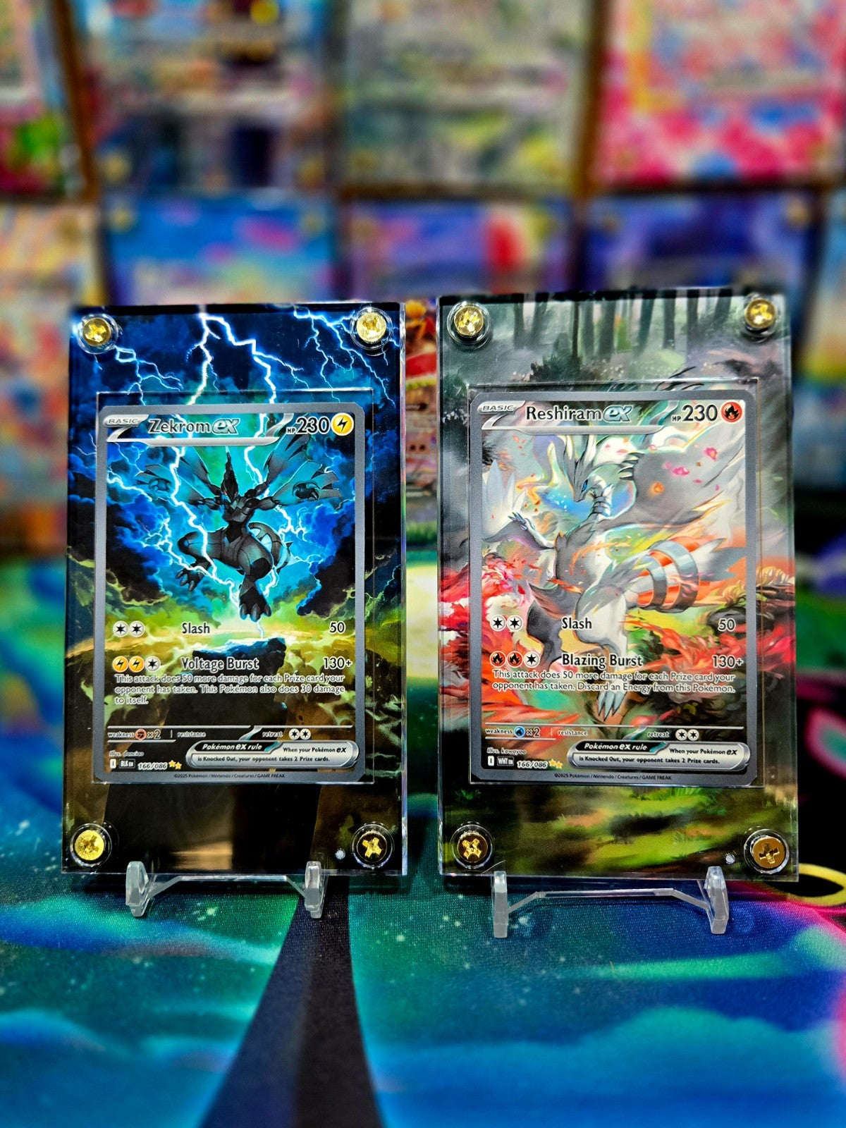 x2 Pokemon Zekrom EX & Reshiram EX 166 White Flare Extended Art Case