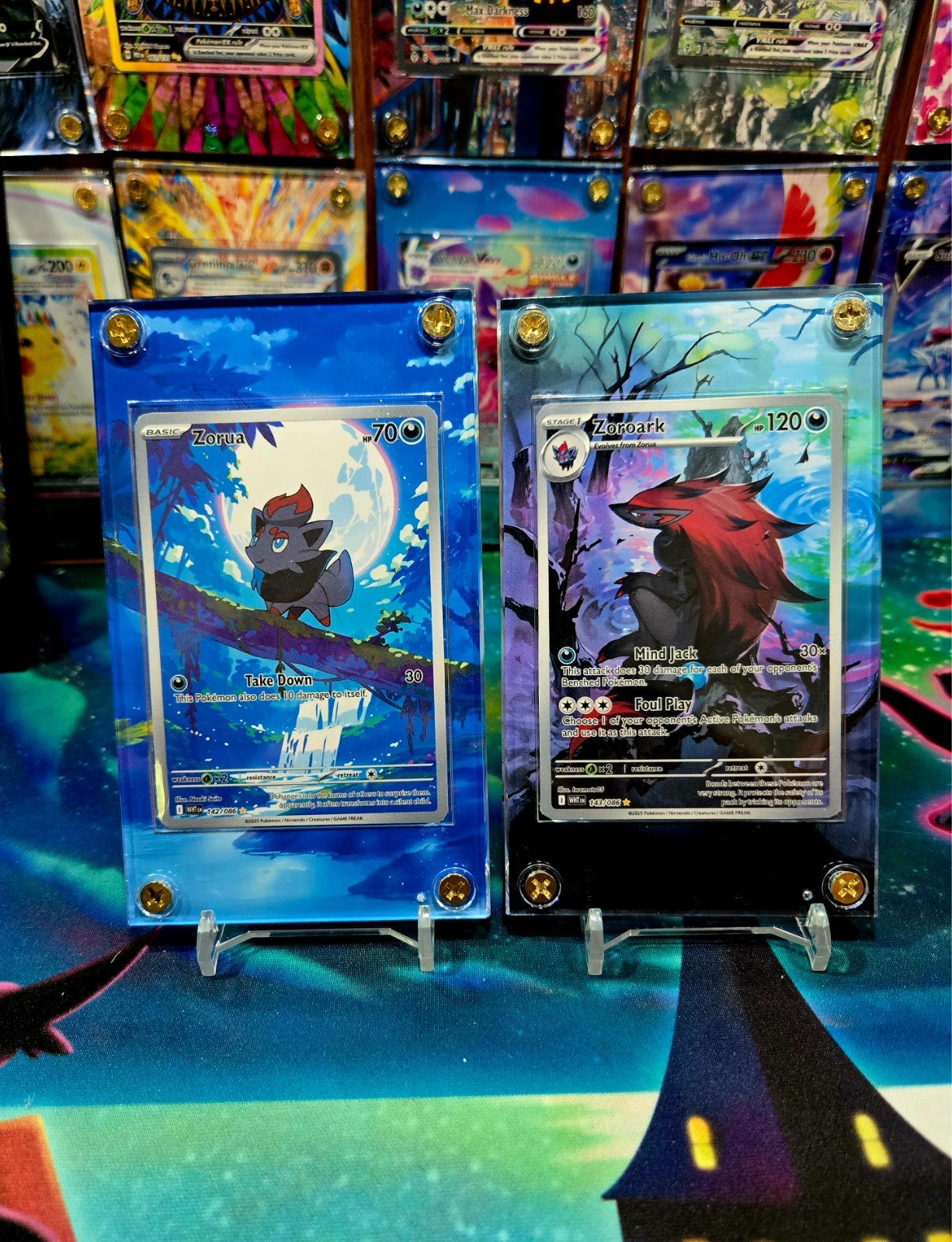 x2 Pokemon Zorua 142 Zoroark 143 White Flare Extended Art Case
