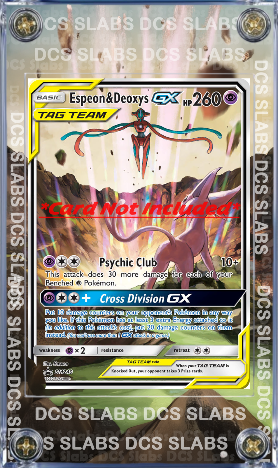 Espeon & Deoxys GX Tag Team SM240 Promo Custom Display Case Slab