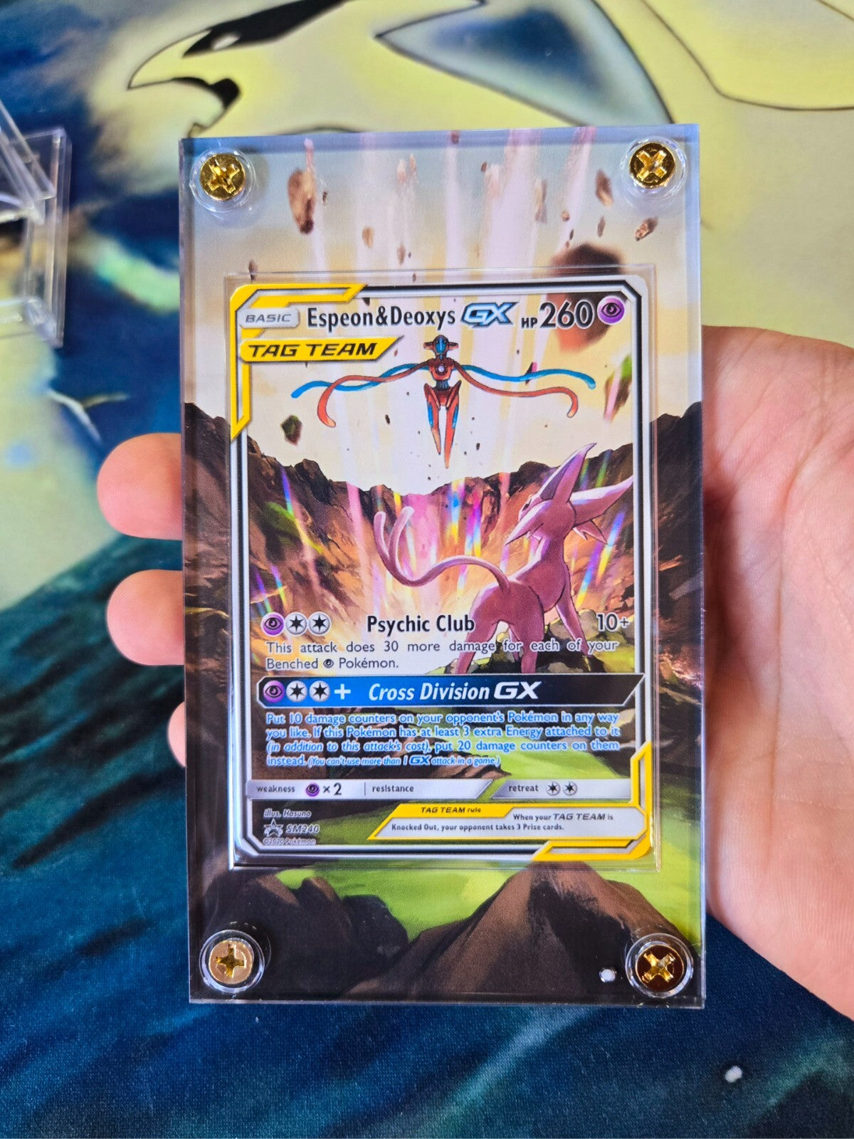 Espeon & Deoxys GX Tag Team SM240 Promo Custom Display Case Slab