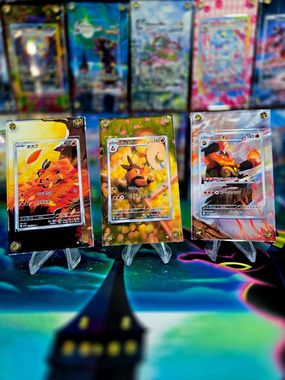 x3 Pokemon Tepig, Pignite, Emboar AR 096, 097, 098 Black Bolt Extended Art Case