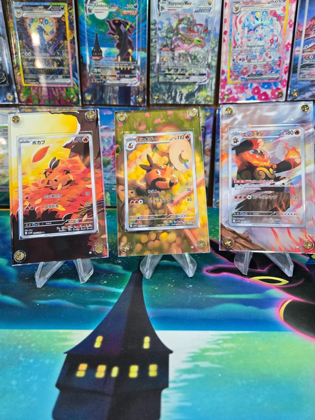 x3 Pokemon Tepig, Pignite, Emboar AR 096, 097, 098 Black Bolt Extended Art Case