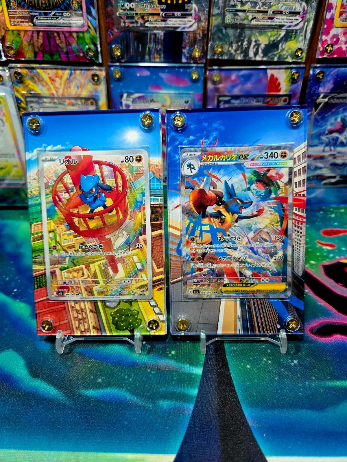 x2 Pokemon Mega Lucario SAR Riolu AR 068 088/063 Mega Brave Extended Art Case