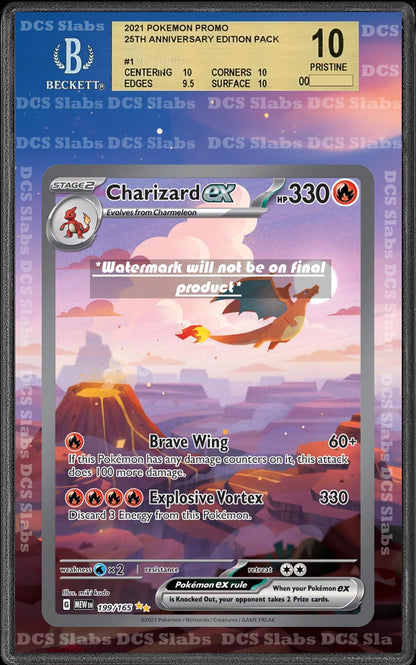 Charizard Ex SIR 199/165 CGC BGS Display Extend Art for Graded Pokemon 151 Slab