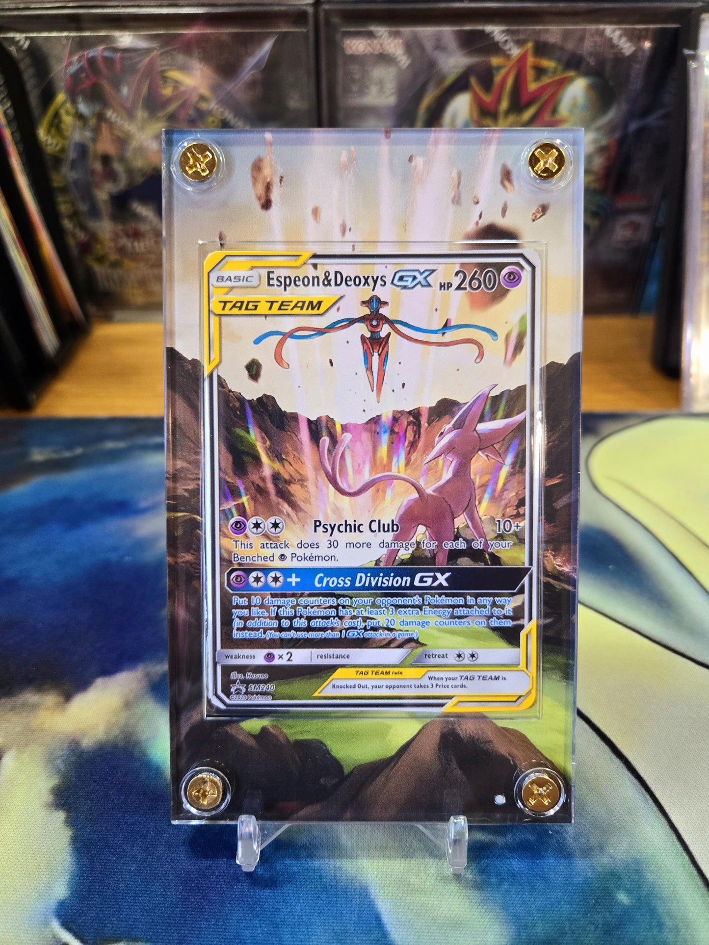 Espeon & Deoxys GX Tag Team SM240 Promo Custom Display Case Slab