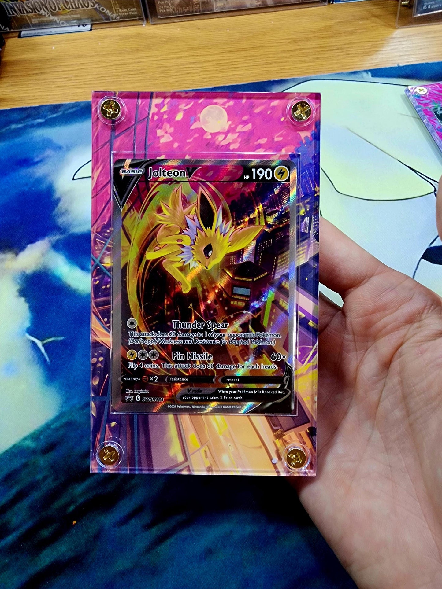 Pokemon Jolteon VMAX& V Alt Art SWSH184  SWSH183 Promo Display Cases
