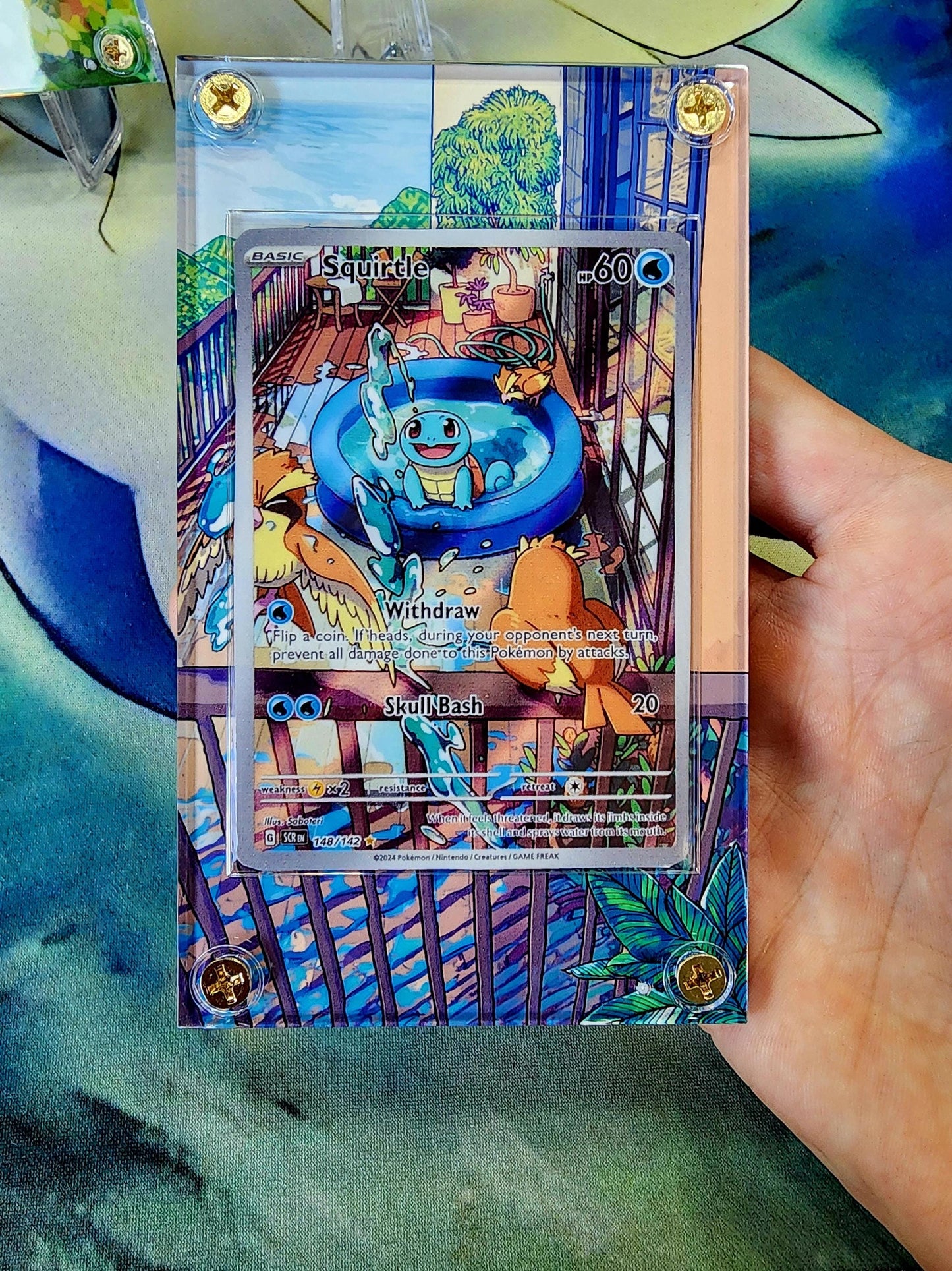 X3 Pokemon Bulbasaur Squirtle Charmander Stellar Crown Obsidian Flames SVG IR AR 050/049 Card Custom Display Cases.
