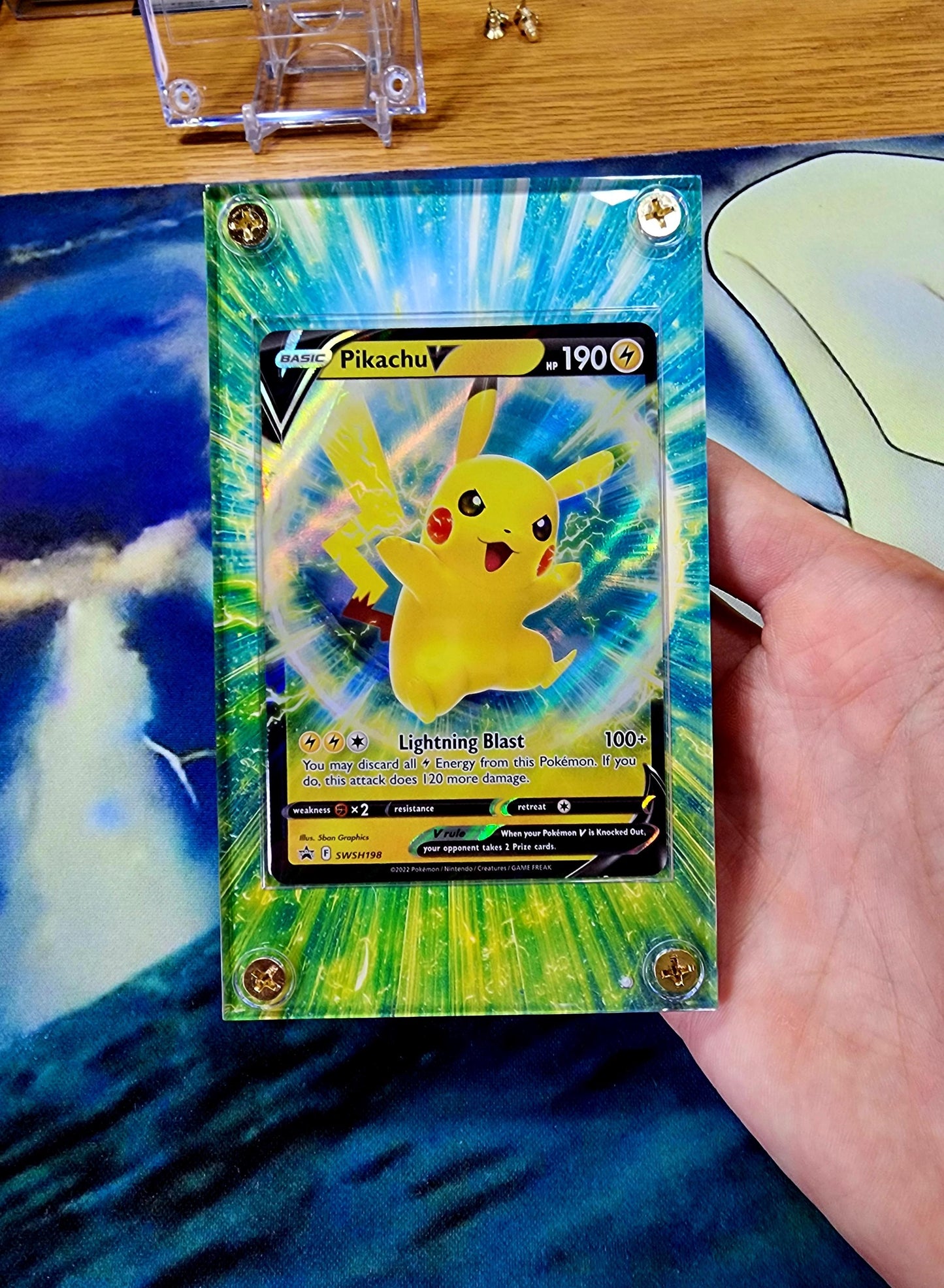 Pokemon Pikachu V SWSH198 Promo Custom Display Case Slab