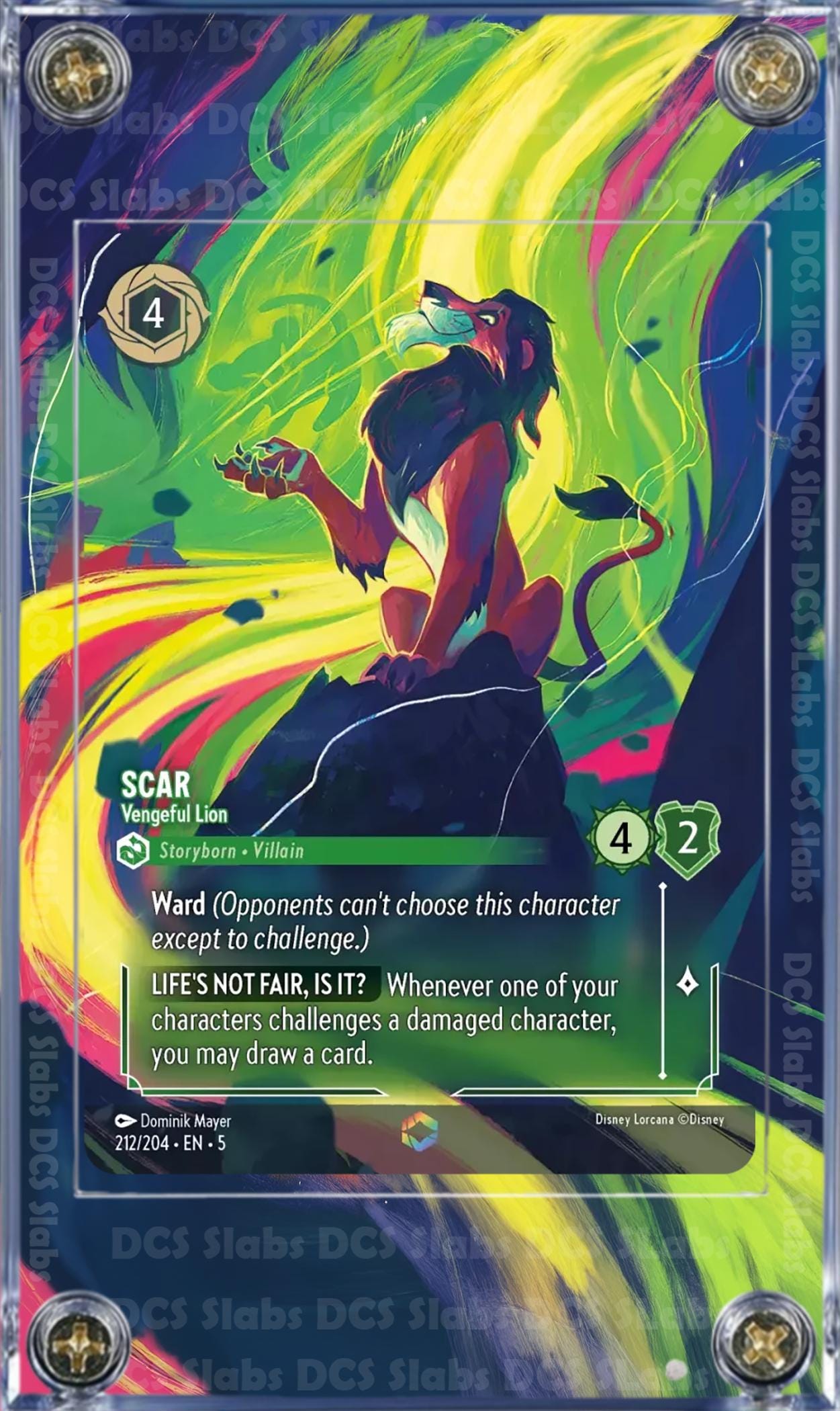 Disney Lorcana Shimmering Skies Scar Vengeful Lion 212/202 Enchanted Chapter 5 Custom Case