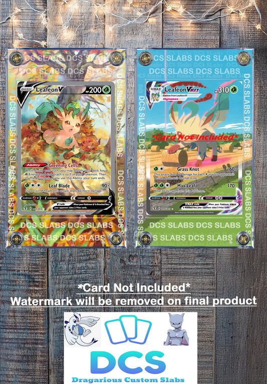 x2 Pokemon Leafeon V & Vmax Alt Art 205/203 167/203 Evolving Skies Custom Display Cases