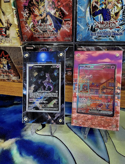 x2 Pokemon Mewtwo & Mew 151 Promo 052 and 053 Custom Display Cases