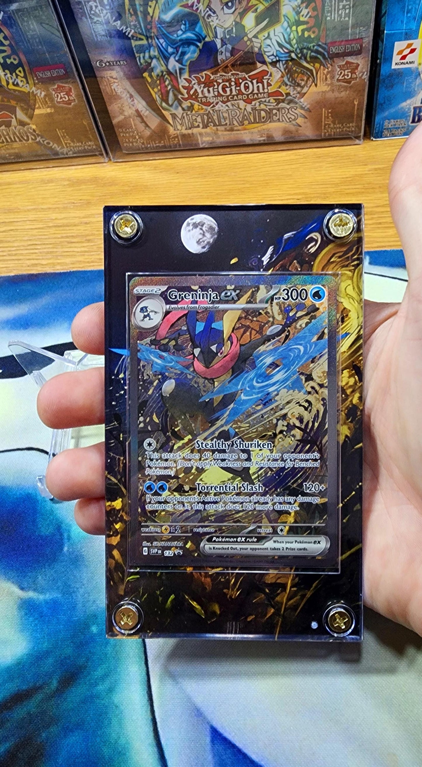 X3 Pokemon Greninja,  Kingdra EX, Kingambit 130 SIR Promo 131 132 SV Shrouded Fable Custom Cases