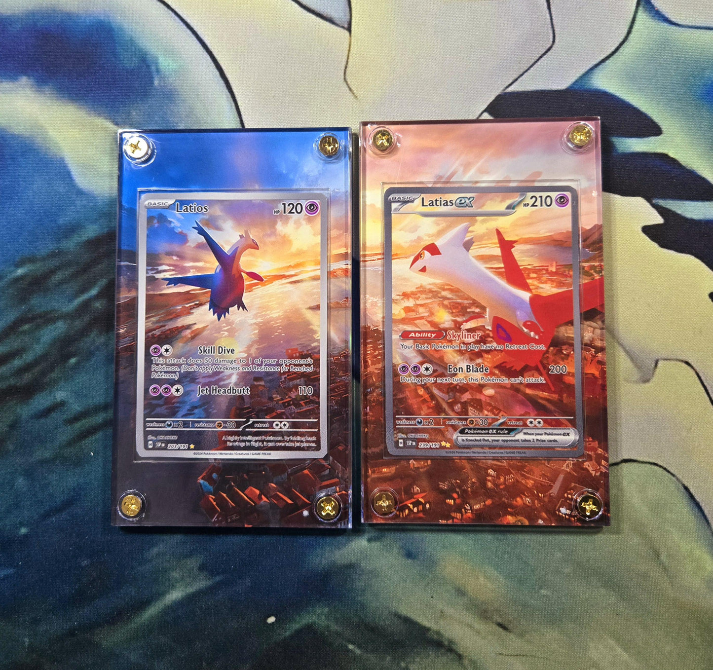 x2 Pokemon Latias EX 239/191 & Latios 203 Custom Display Case from Surging Sparks