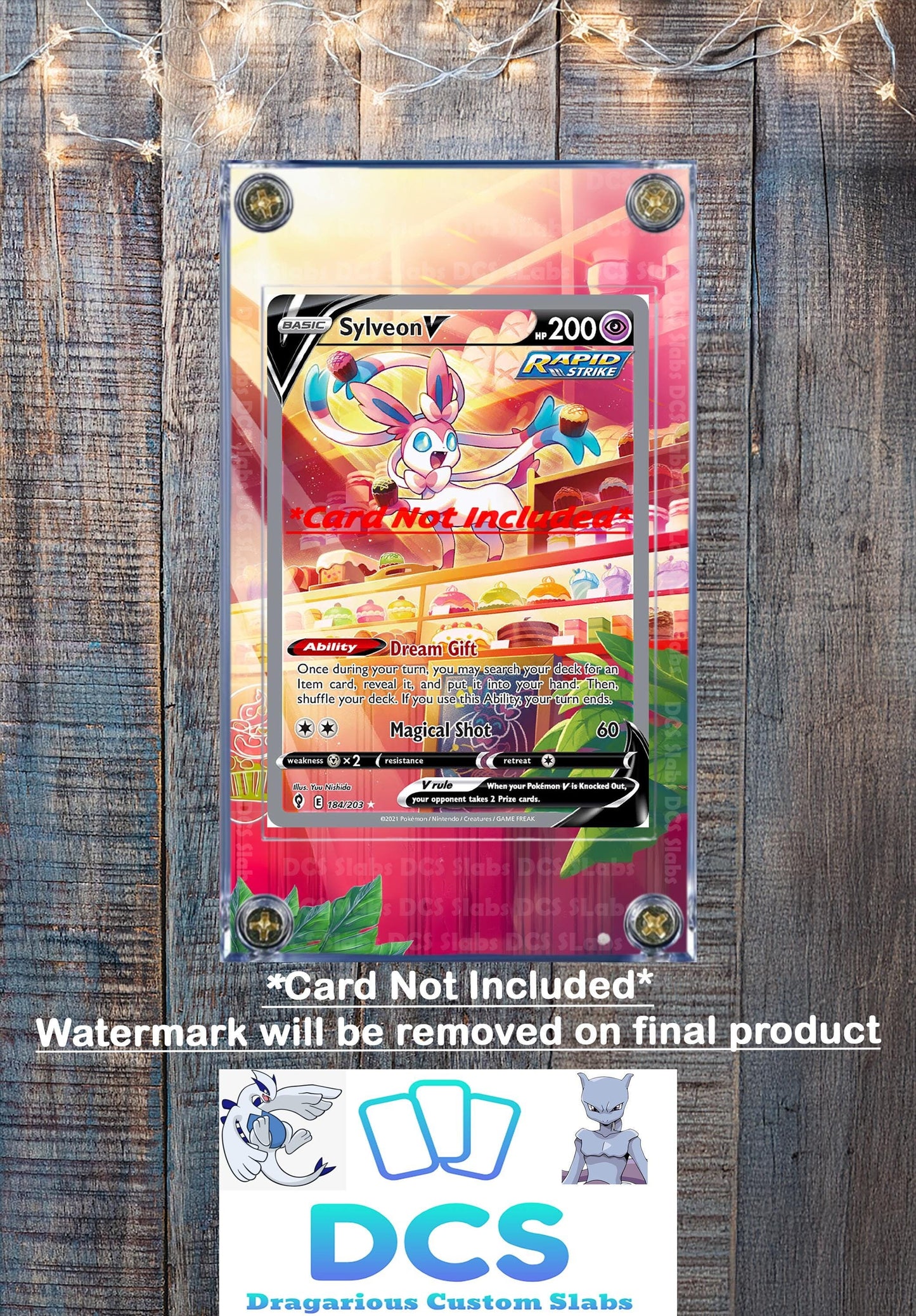Pokemon Sylveon V Alt Art 184/203 SWSH Evolving Skies Custom Display Case Slab