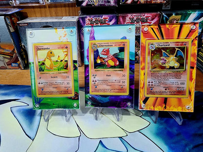 X9 Pokemon Original Charizard, Blastoise, Venusaur Base Set Evolutions Custom Display Case Slabs