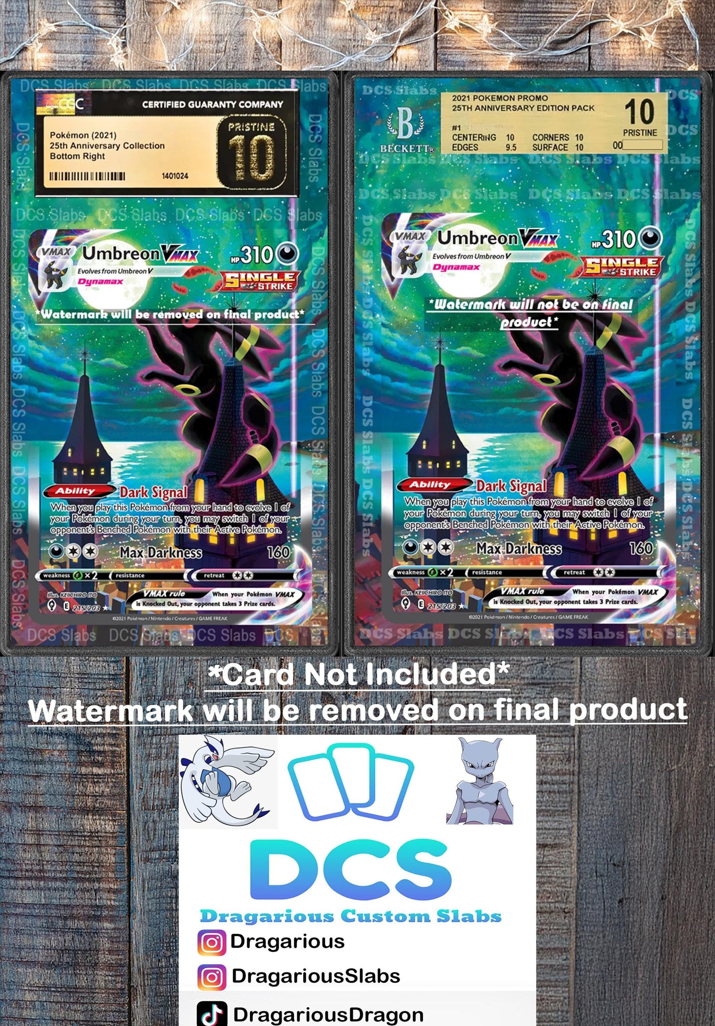 Umbreon VMAX Alt Art 215/213 CGC BGS Display Extend Art for Graded Pokemon Slab Evolving Skies Moonbreon