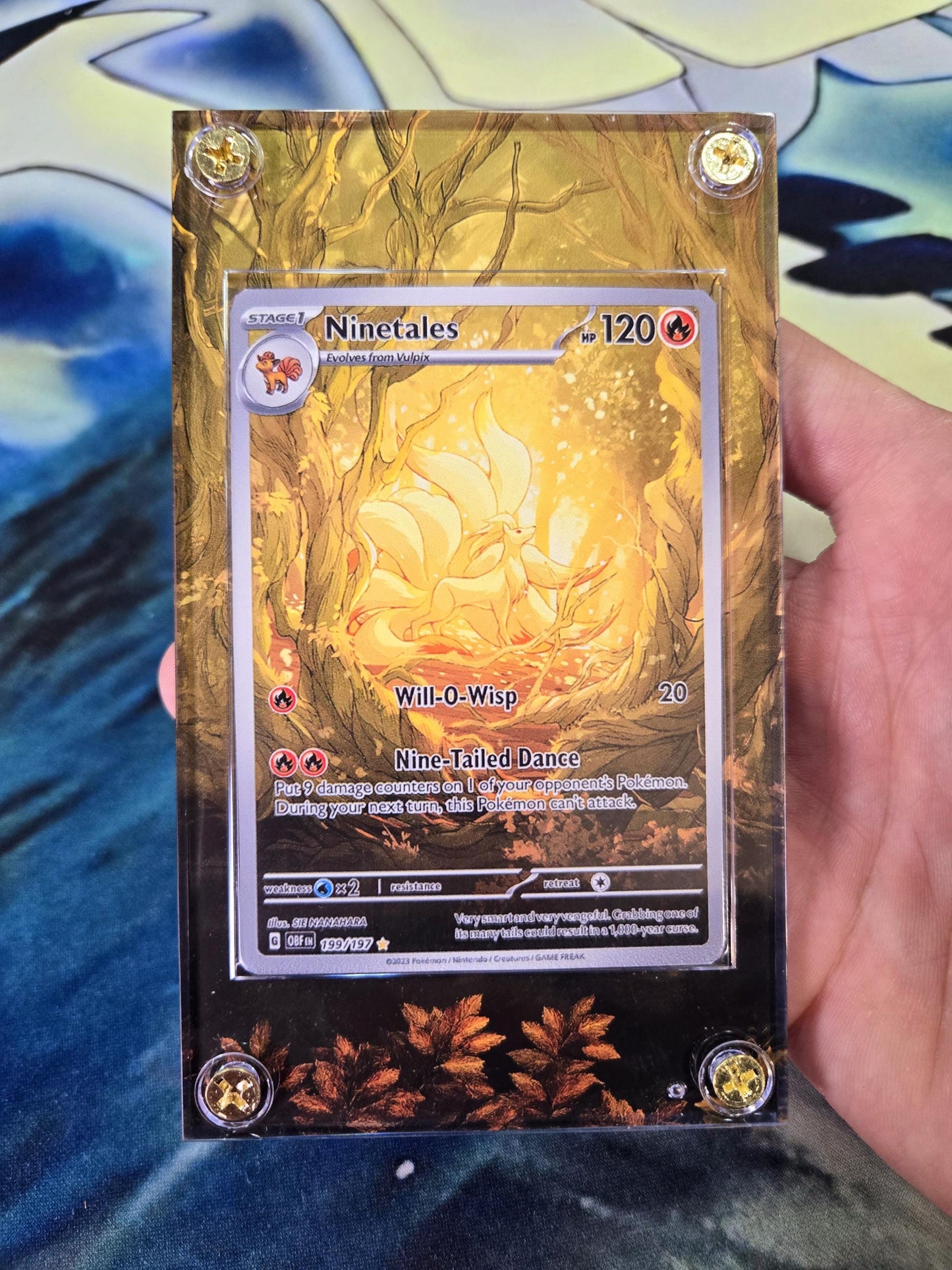 Pokemon Ninetales IR 199/197 Obsidian Flames Custom Display Case Slab