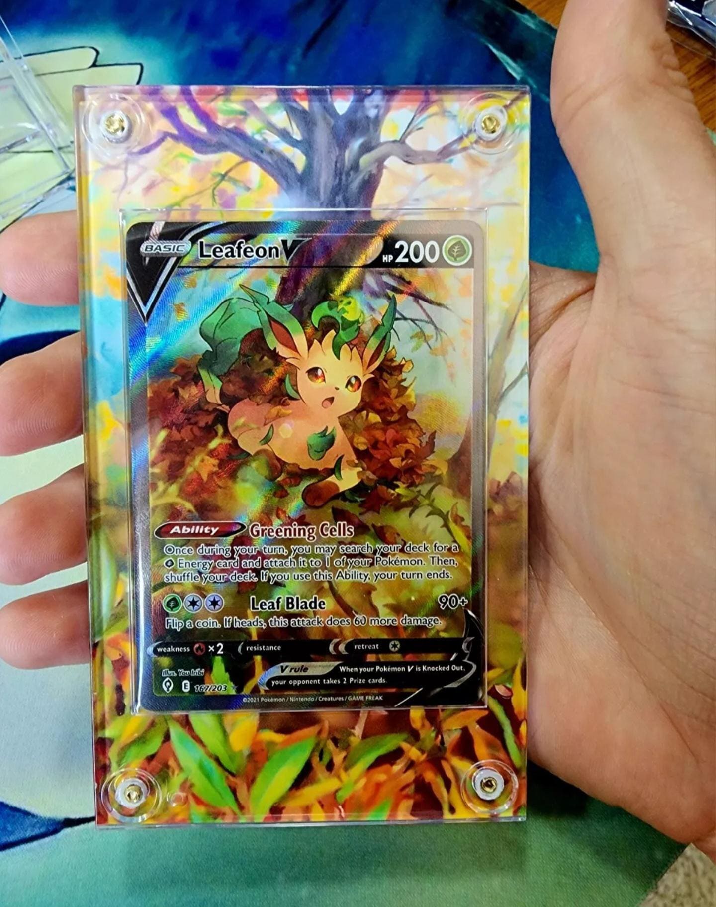 Pokemon Leafeon V Alt Art 167/203 Evolving Skies Custom Display Case Slab