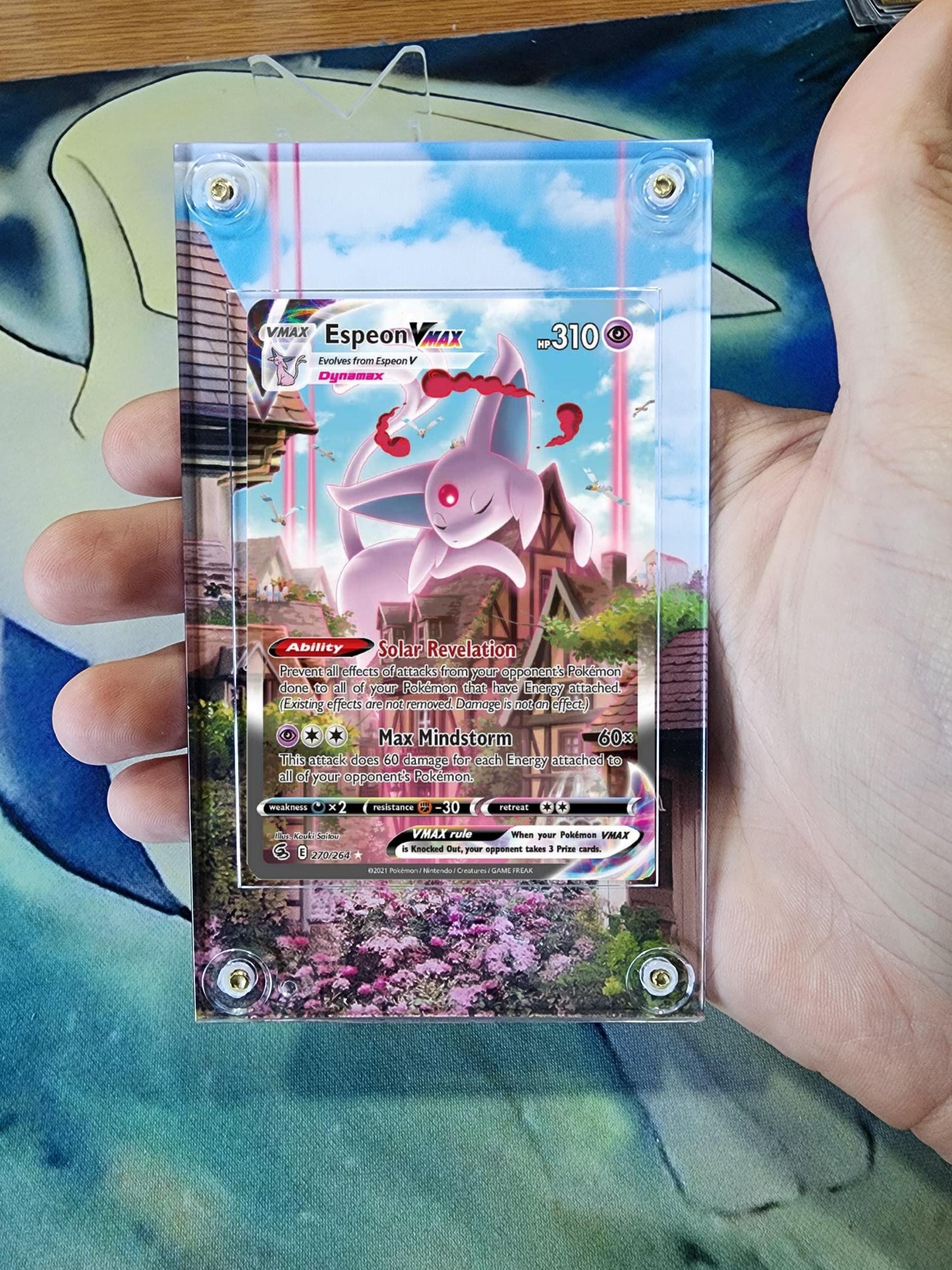 Pokemon Espeon Vmax Alt Art 247 SWSH Fusion Strike Custom Display Case Slab