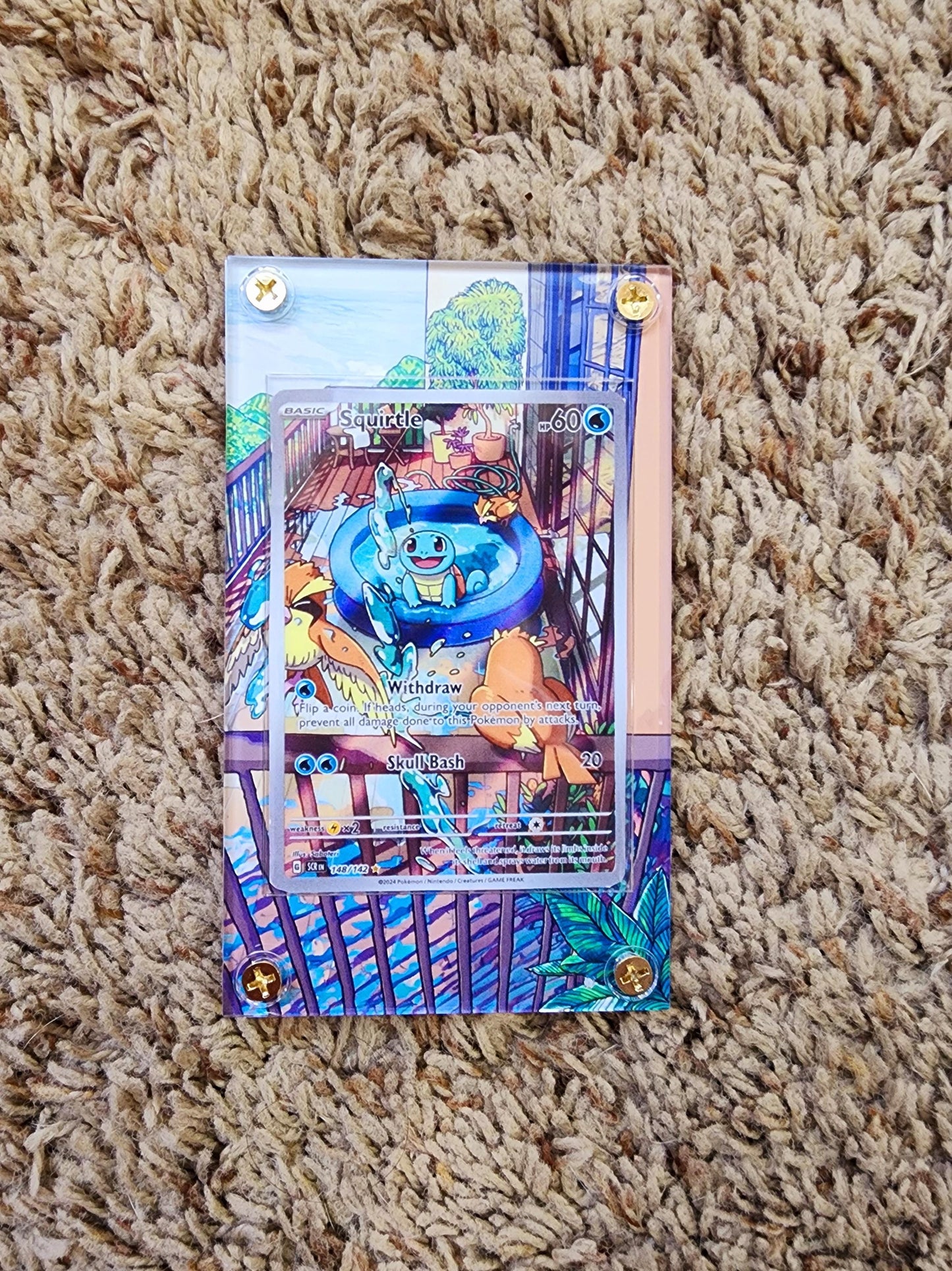Pokemon Squirtle Stellar Crown IR AR 148/142  Card Custom Display Case Slab