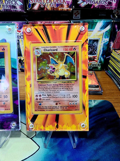 X9 Pokemon Original Charizard, Blastoise, Venusaur Base Set Evolutions Custom Display Case Slabs