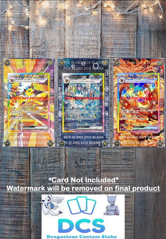 x3 Pokemon Card Jolteon, Vaporeon, Flareon EX SAR 209 202 205/187 sv8a Terastal Festival Pristmatic Evolutions Custom Cases