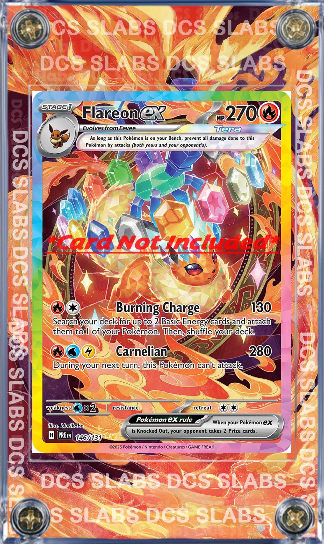 Pokemon Card Flareon EX SIR 146/131 Prismatic Evolutions Custom Case