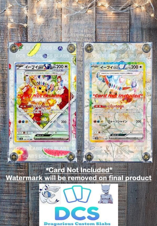x2 Pokemon Card Eevee ex SAR 223/187 & 224/187 sv8a Terastal Festival Pristmatic Evolutions Custom Case