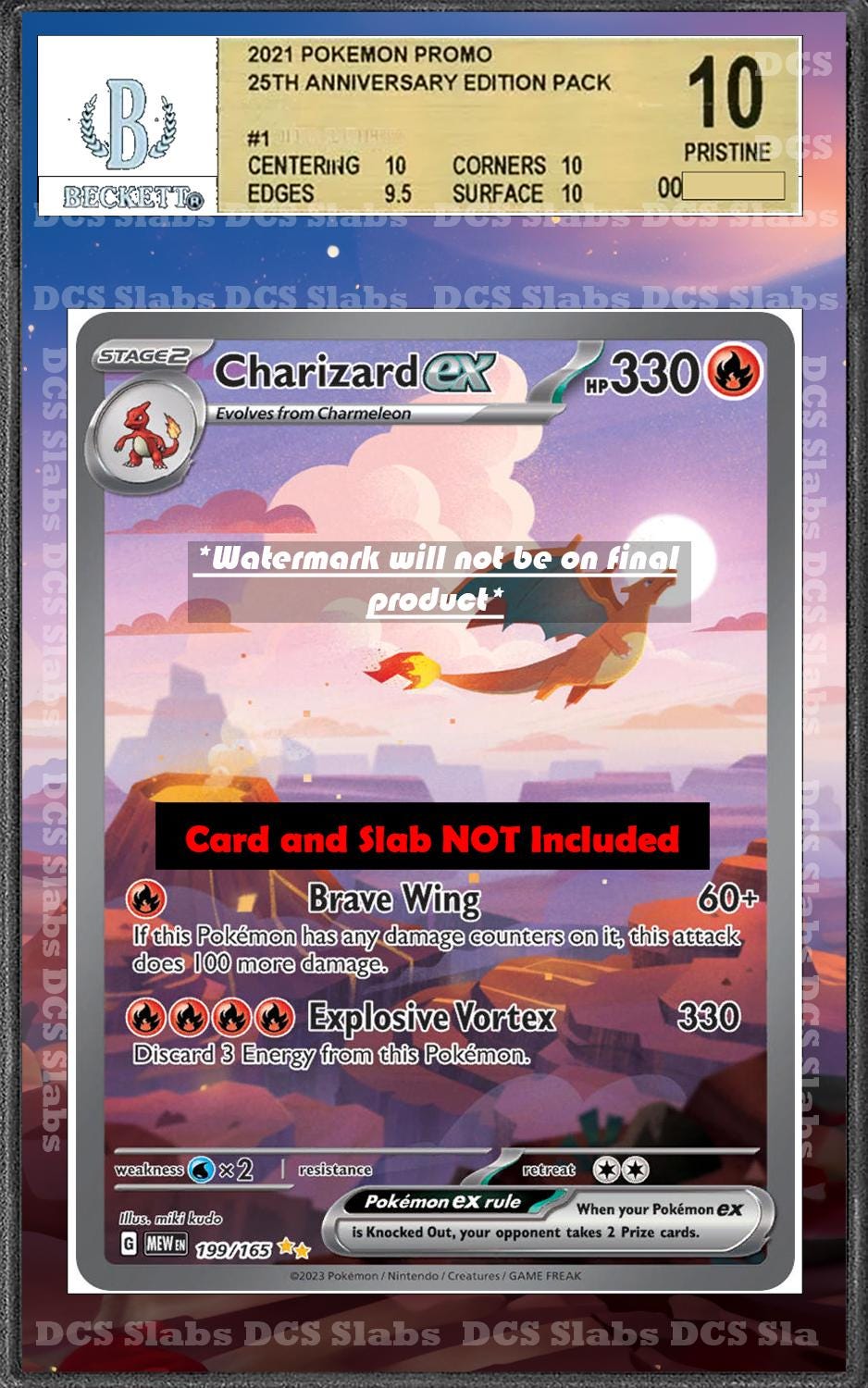 Charizard EX 199/165 PSA bgs CGC tag Extended Artwork Pokemon 151