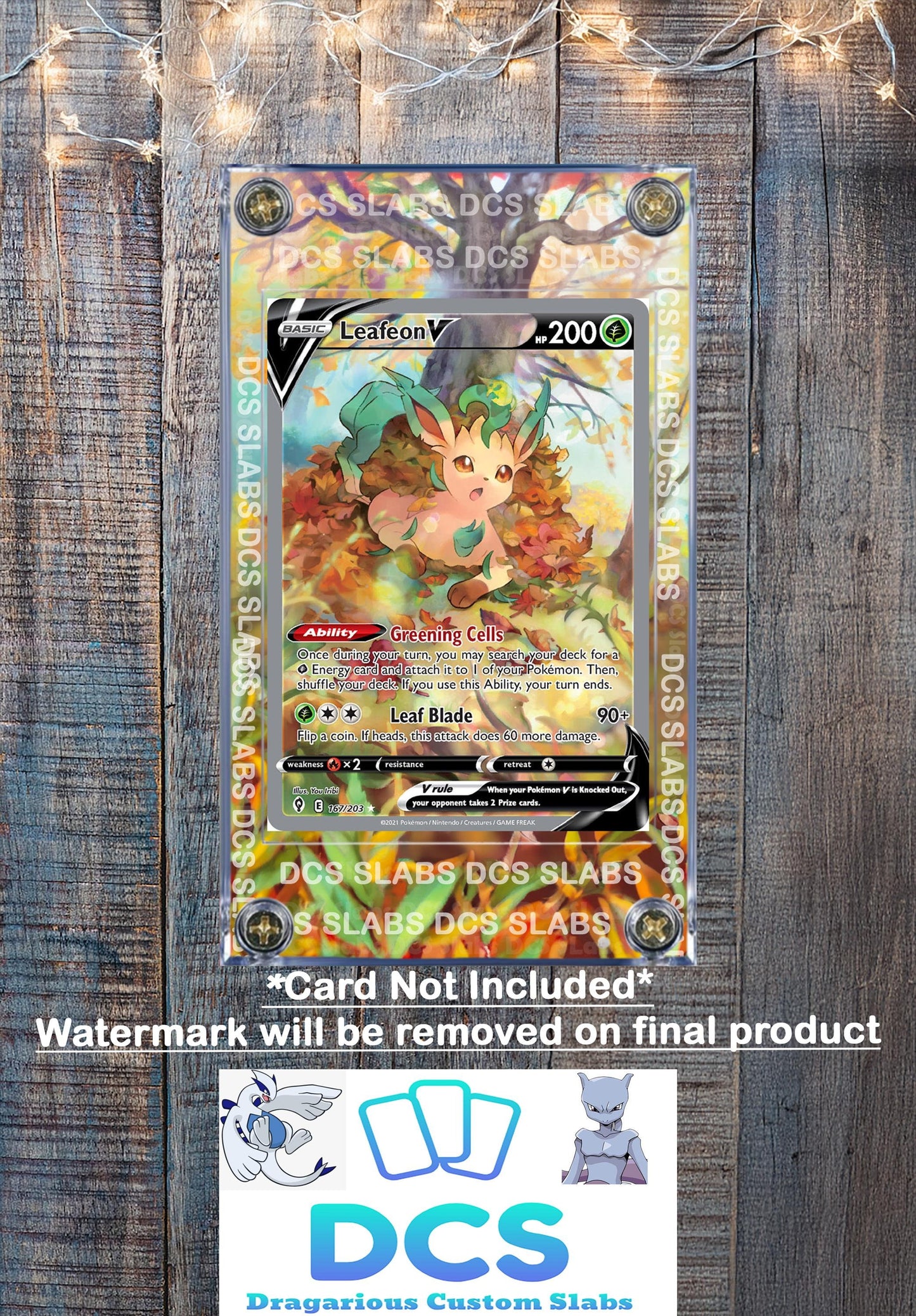 Pokemon Leafeon V Alt Art 167/203 Evolving Skies Custom Display Case Slab
