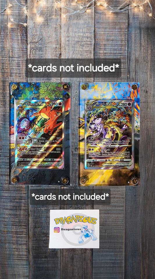 Pokemon Mewtwo Vstar GG40 & Charizard SWSH262 Crown Zenith Custom Display Cases