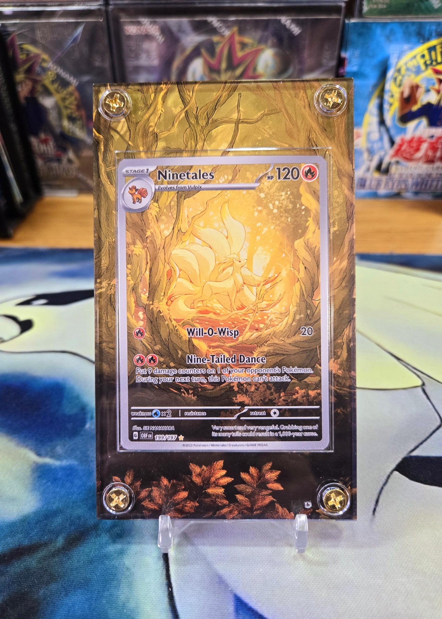 Pokemon Ninetales IR 199/197 Obsidian Flames Custom Display Case Slab