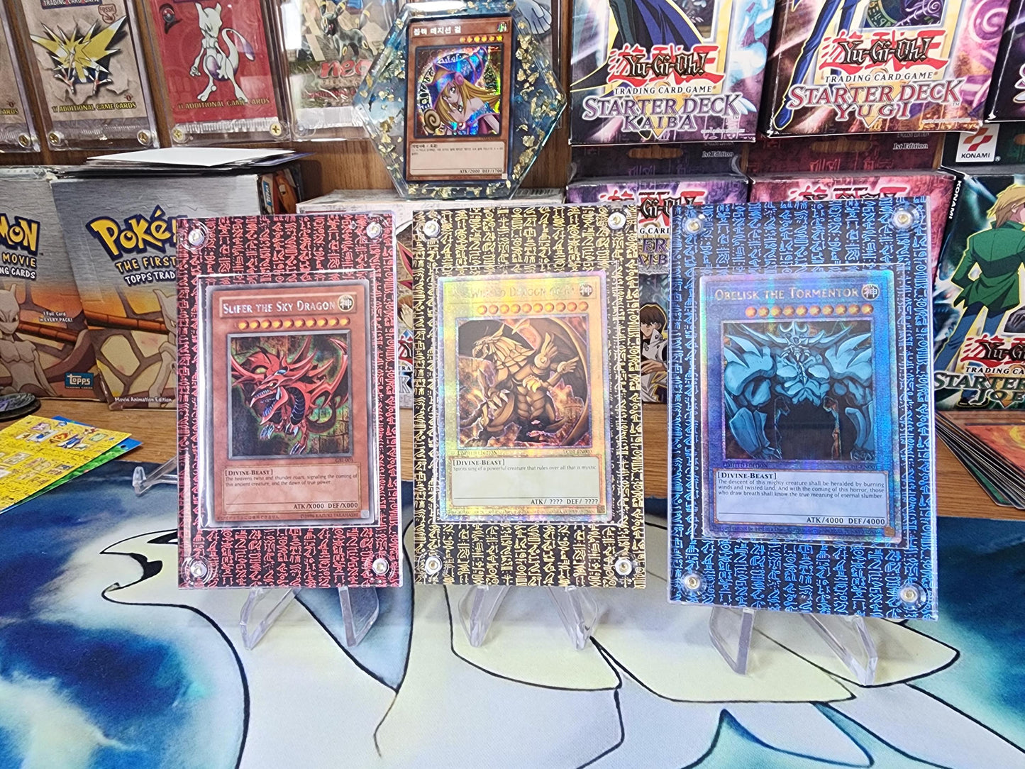 X3 Yugioh Prismatic Hyrogliphics Egyptian Gods Case Slabs - Winged Dragon of Ra, Slifer The Sky Dragon, Obelisk The Tormentor