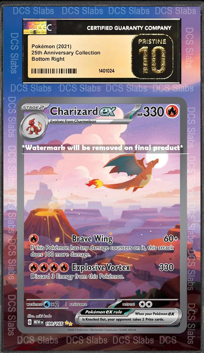 Charizard Ex SIR 199/165 CGC BGS Display Extend Art for Graded Pokemon 151 Slab