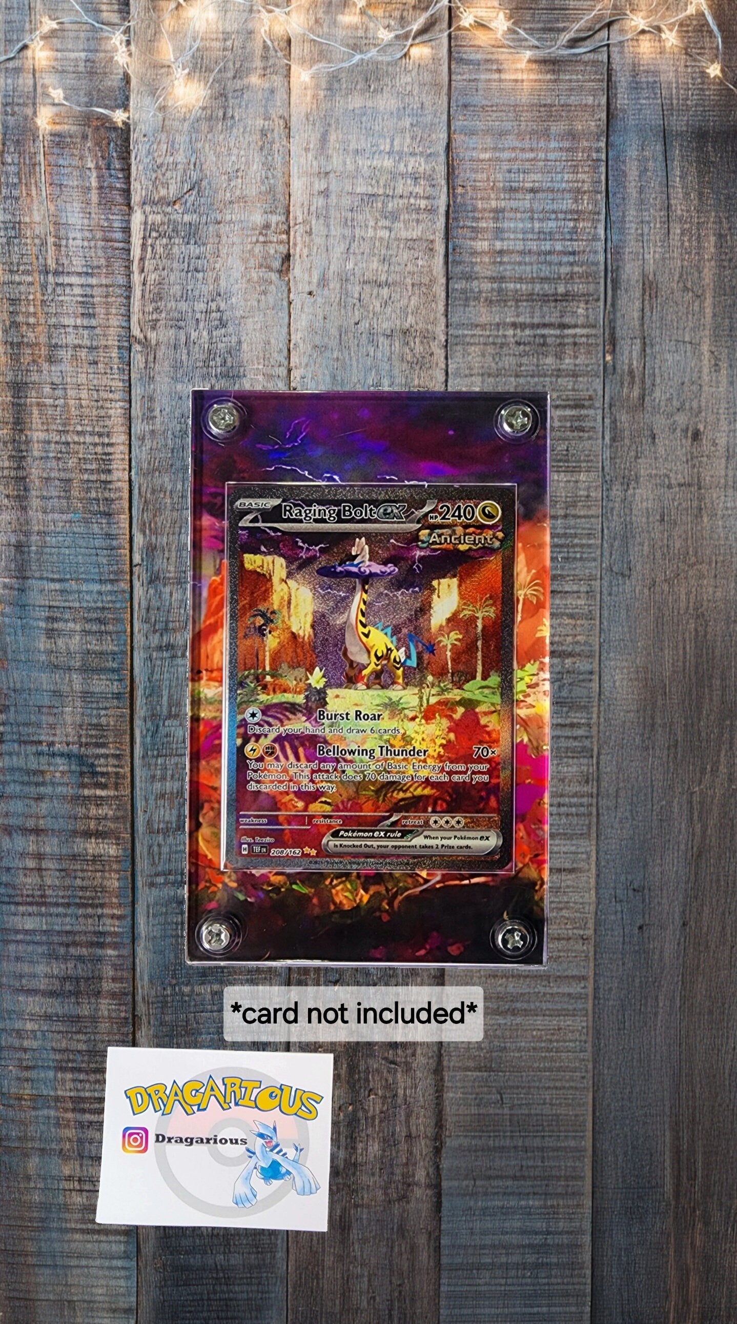 X3 Pokemon Walking Wake, Gouging Fire, Raging Bolt EX Custom Case Slabs